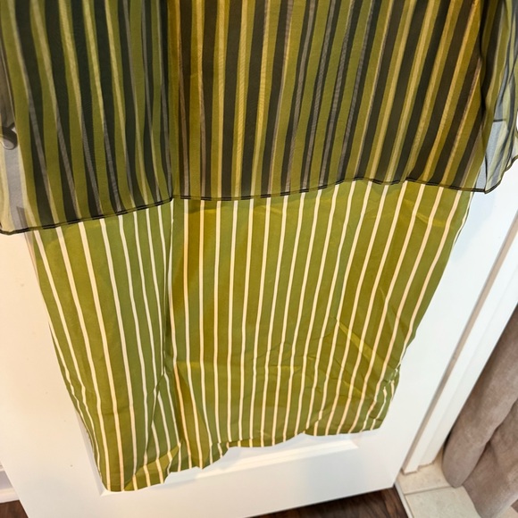 NWT Christian Wijnants Danai Peach Khaki Green Stripes Midi Dress | XL - Picture 7 of 10